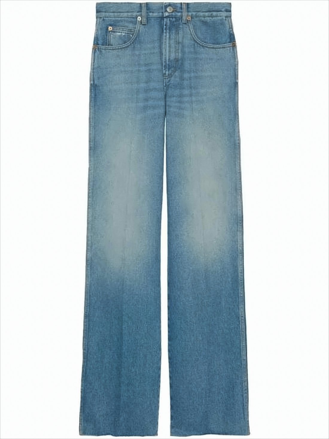 Vintage-Inspired Light Blue Wide-Leg Denim Pants