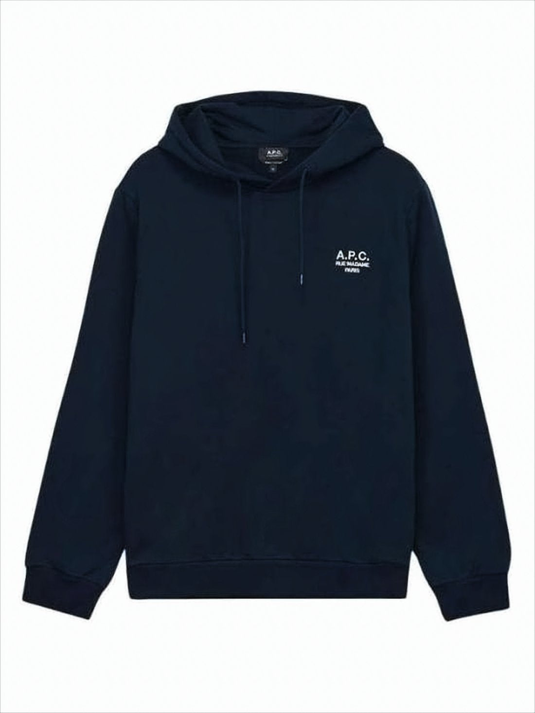 Minimalist Blue Hoodie With Classic Drawstrings And Ribbed Details