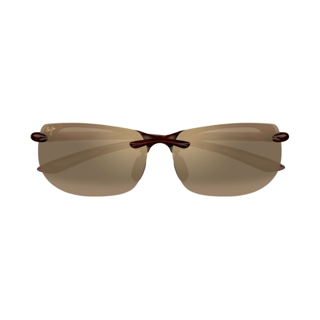 Banyans Rimless Sunglasses with Brown-Tinted Lenses and Tortoiseshell Arms