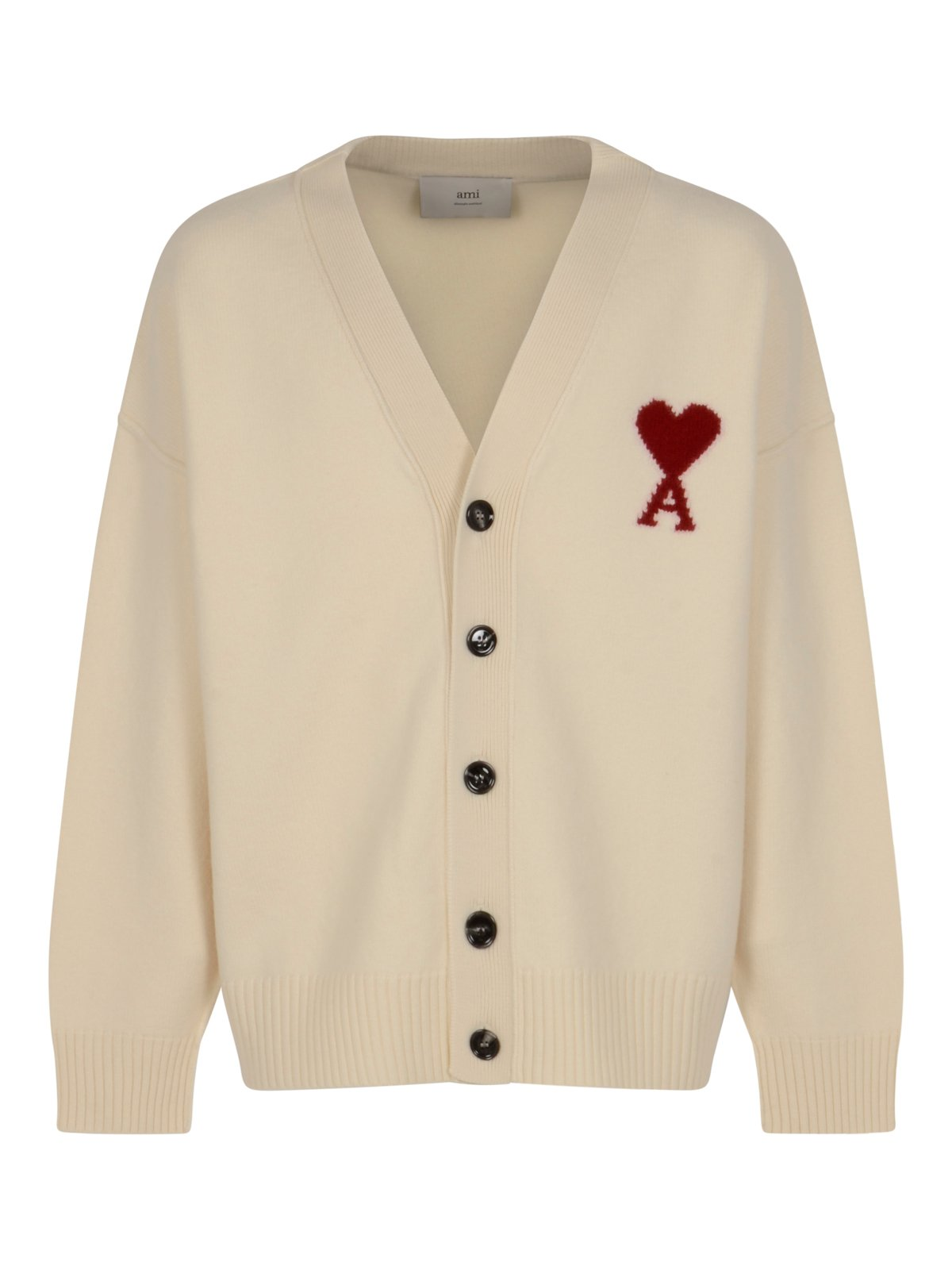 Relaxed Fit Wool Cardigan with V-Neckline