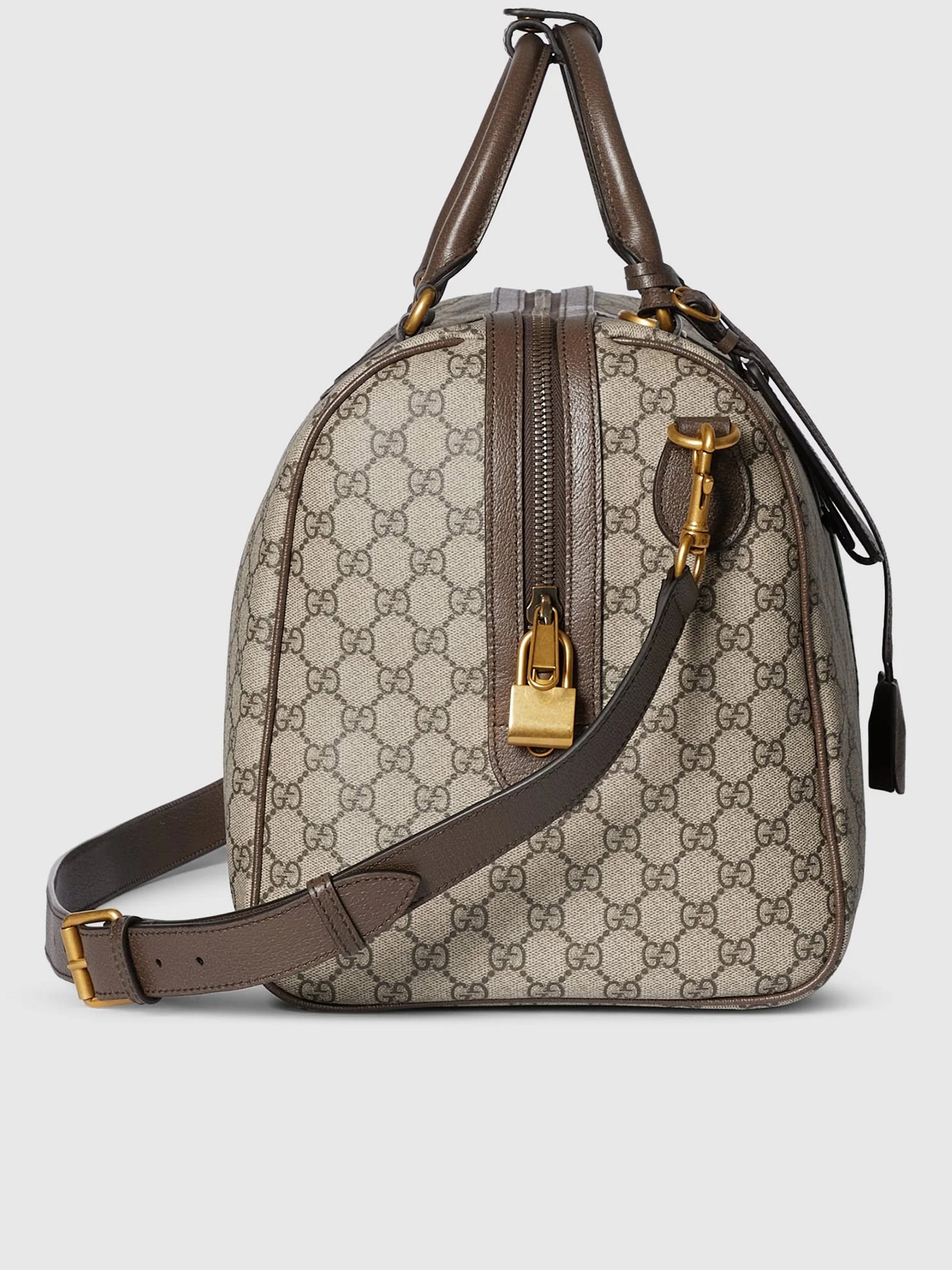 Beige GG Icon Structured Canvas Duffle