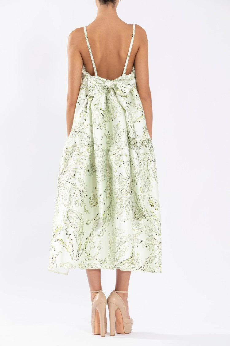 Mikado A-Line Dress With Dotted Floral Print