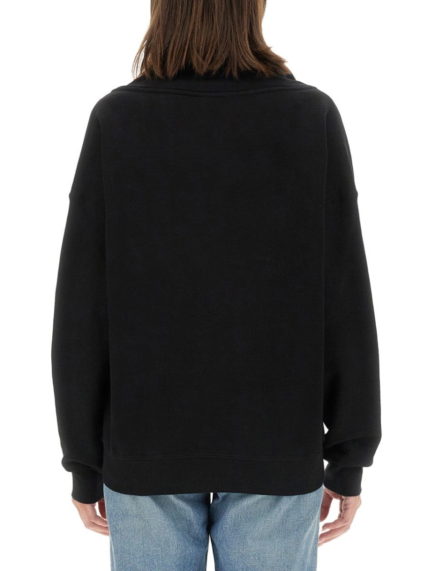 V-Neck Sweatshirt With Wide Collar