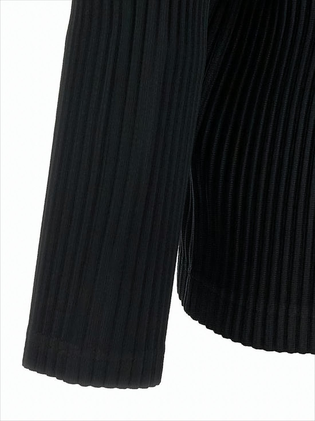 Vertical Pleated Long-Sleeve T-Shirt with Sculptural Textures