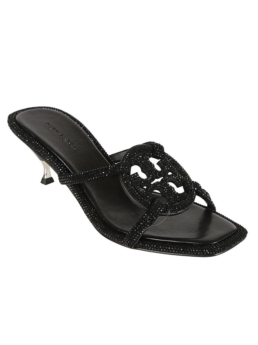 Pointed Toe Heeled Sandals With Decorative Embellishment