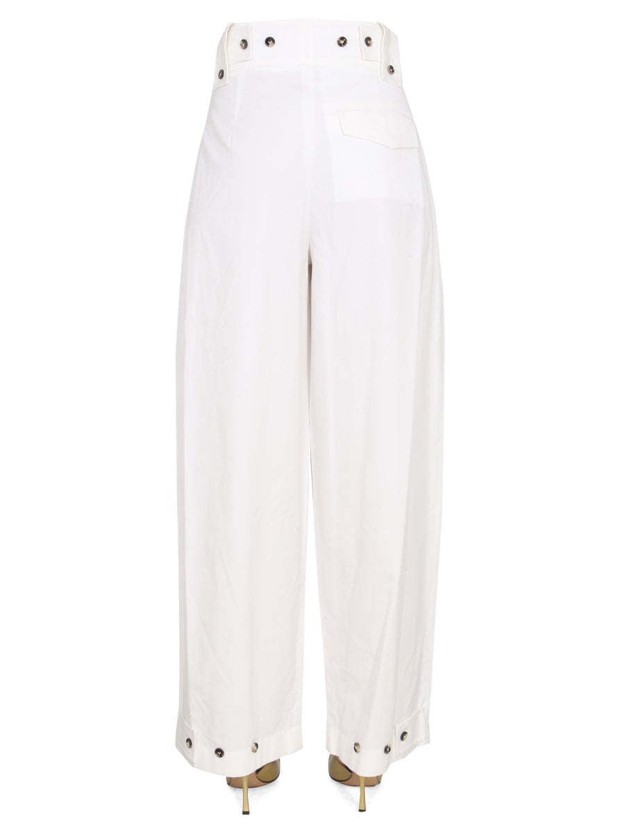 High-Waisted Wide Leg Pants with Button