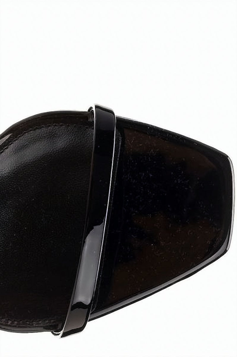 Patent Leather Opium Sandals with Iconic Logo Heel