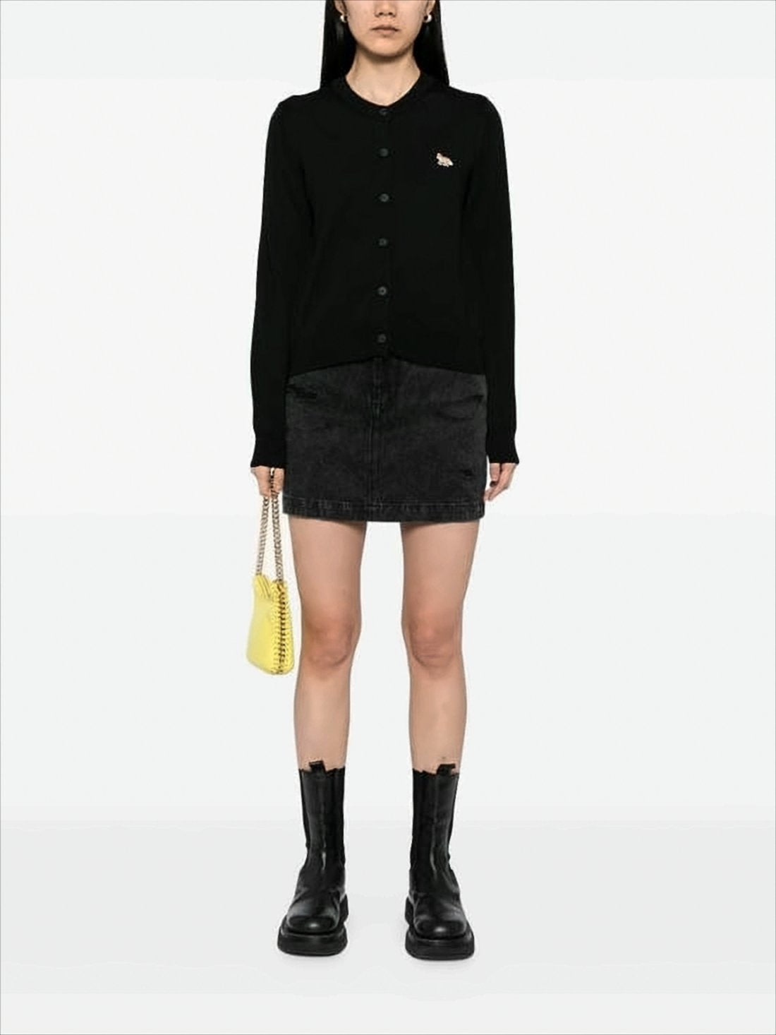 Boxy Black Lambswool Cardigan