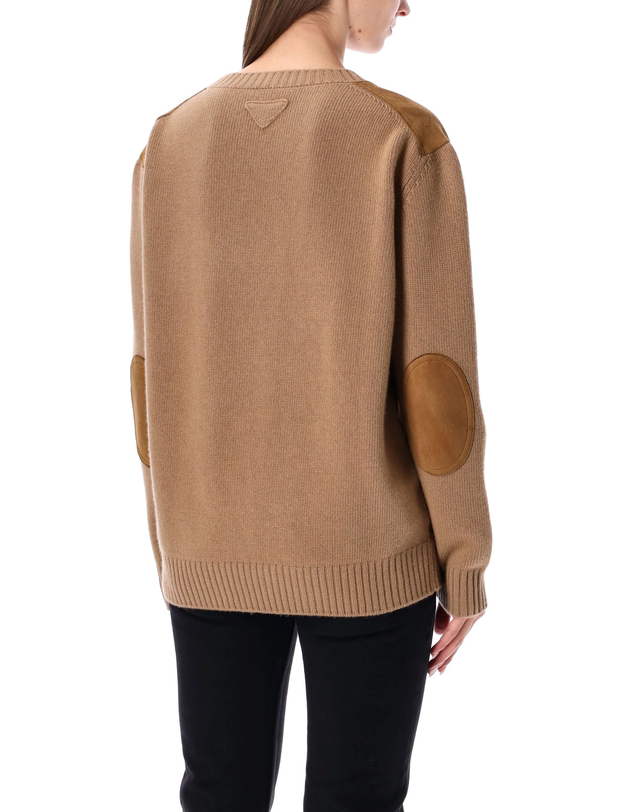 Wool And Cashmere Sweater With Lambskin Front