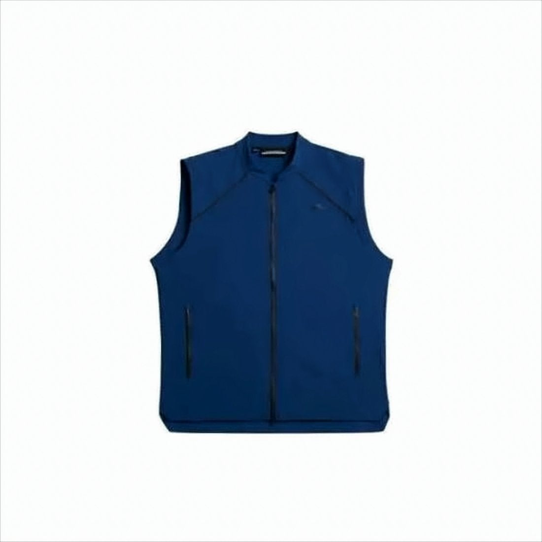 Blue Sleeveless Vest with High Collar
