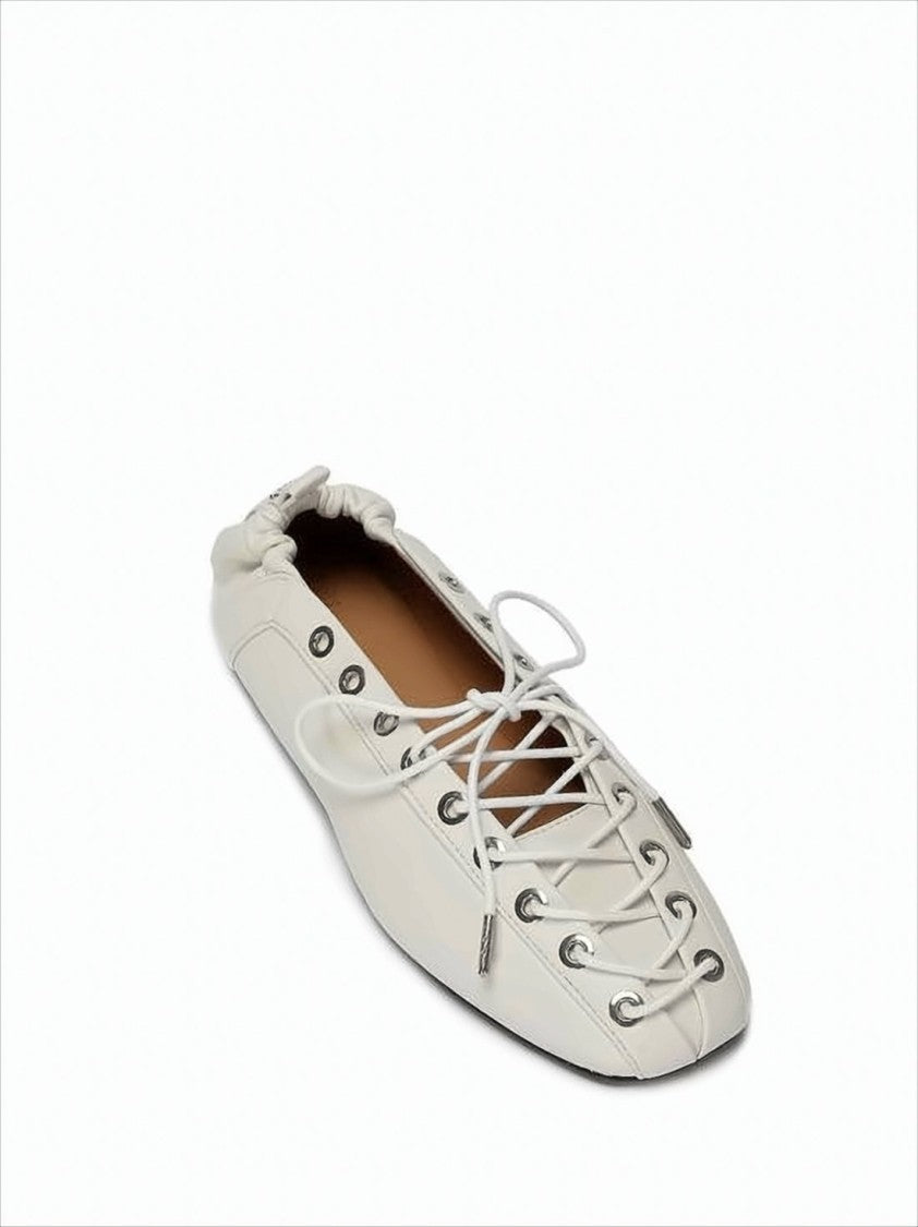 Pointed Toe Flat Shoes with Lace-Up Detailing