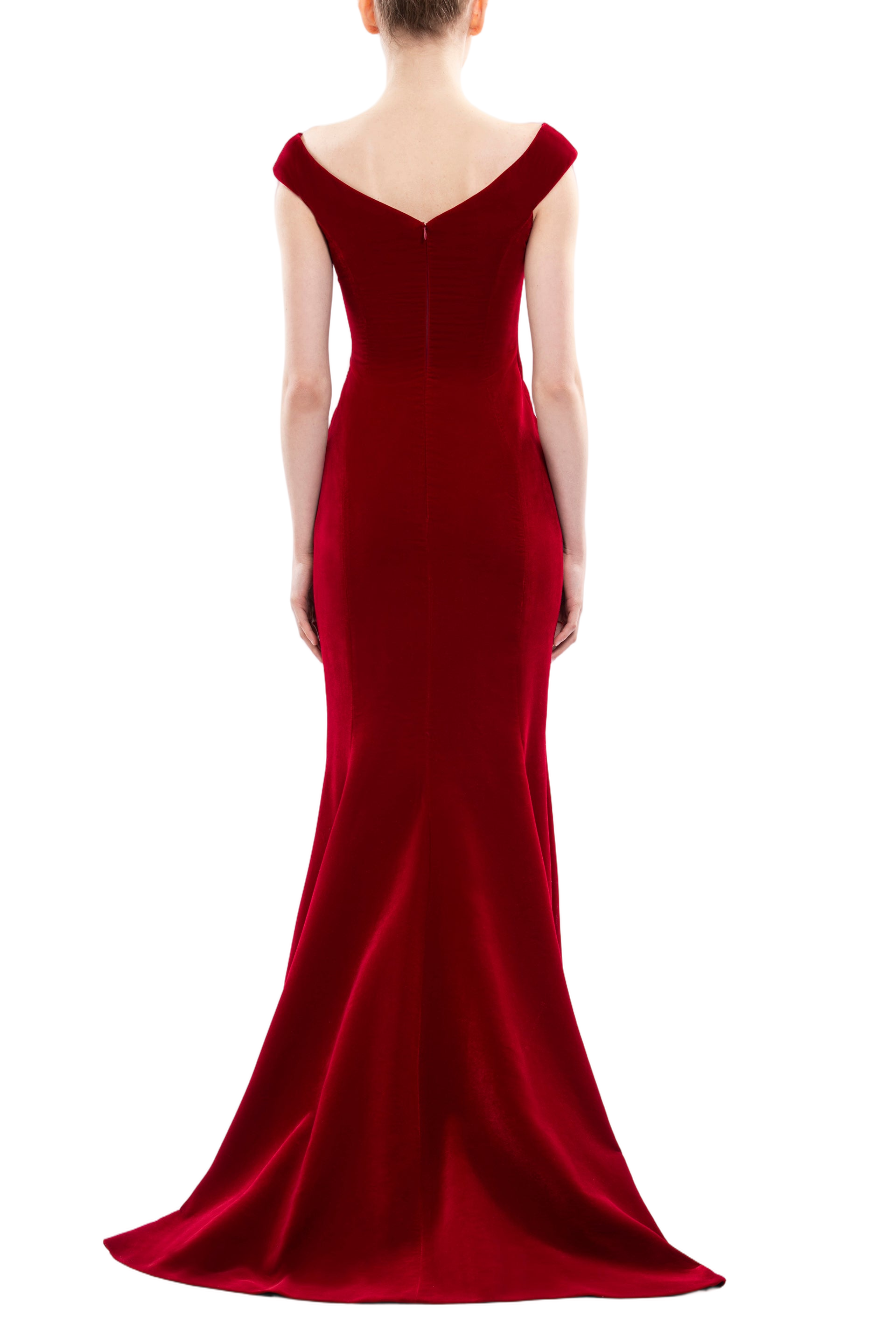Mermaid Cut Off-Shoulder Long Dress in Scooter Velvet