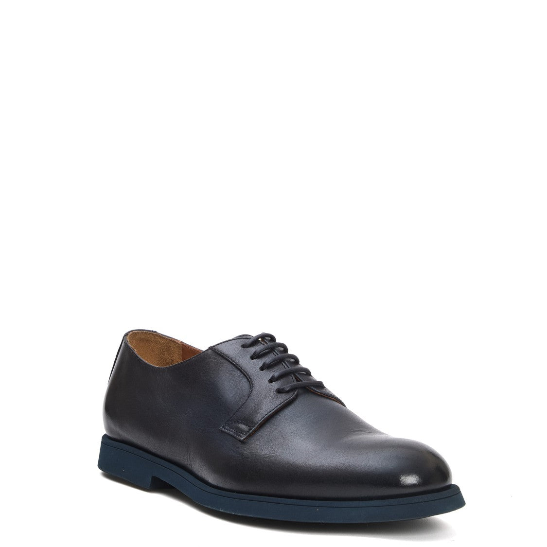 Unlined Blue Leather Lace-Up