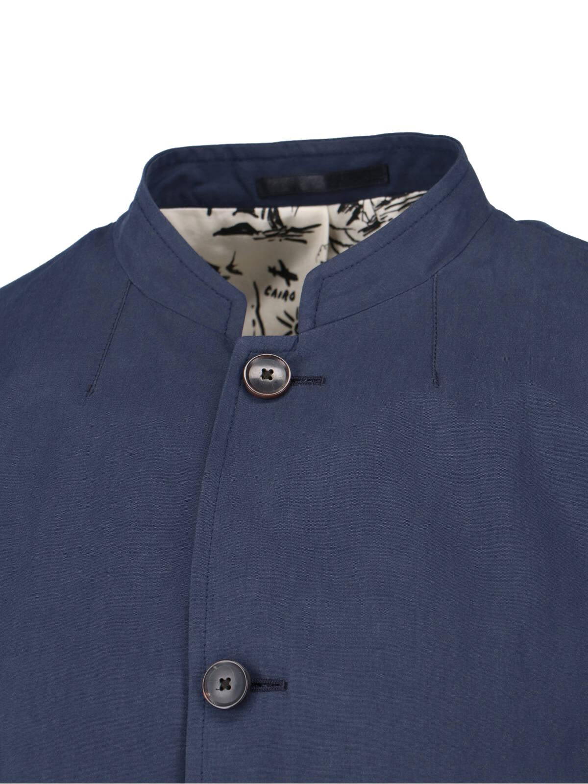 Navy Blue Button-Up Cotton Jacket