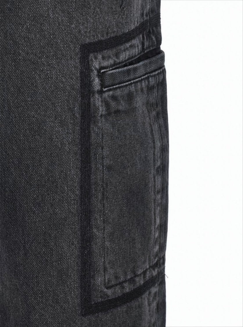 Relaxed Wide-Leg Black Denim Pants