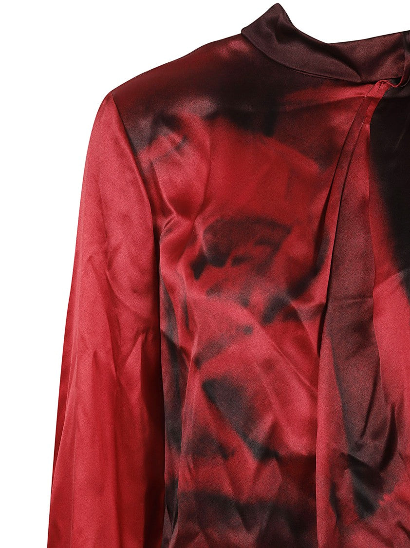 High-Neck Silk Blend Shirt