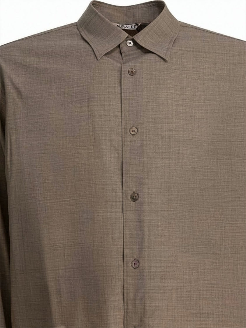 Relaxed Fit Wool Long-Sleeve Shirt