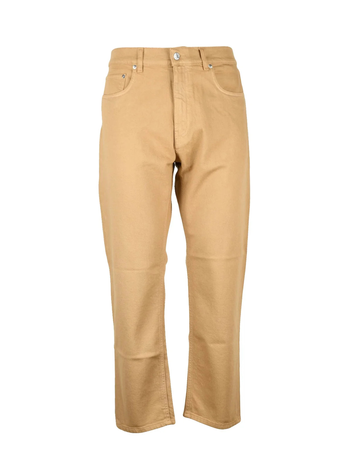 Yellow Cotton Elastane Men's Straight Leg Jeans