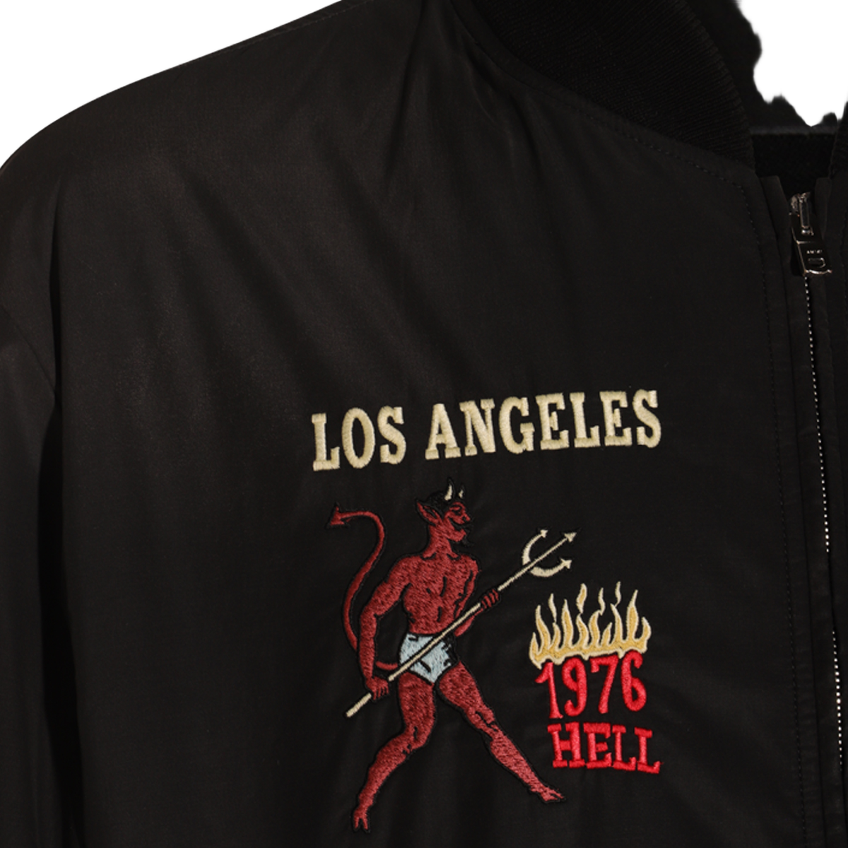 Embroidered Black Bomber Jacket with Unique Patches