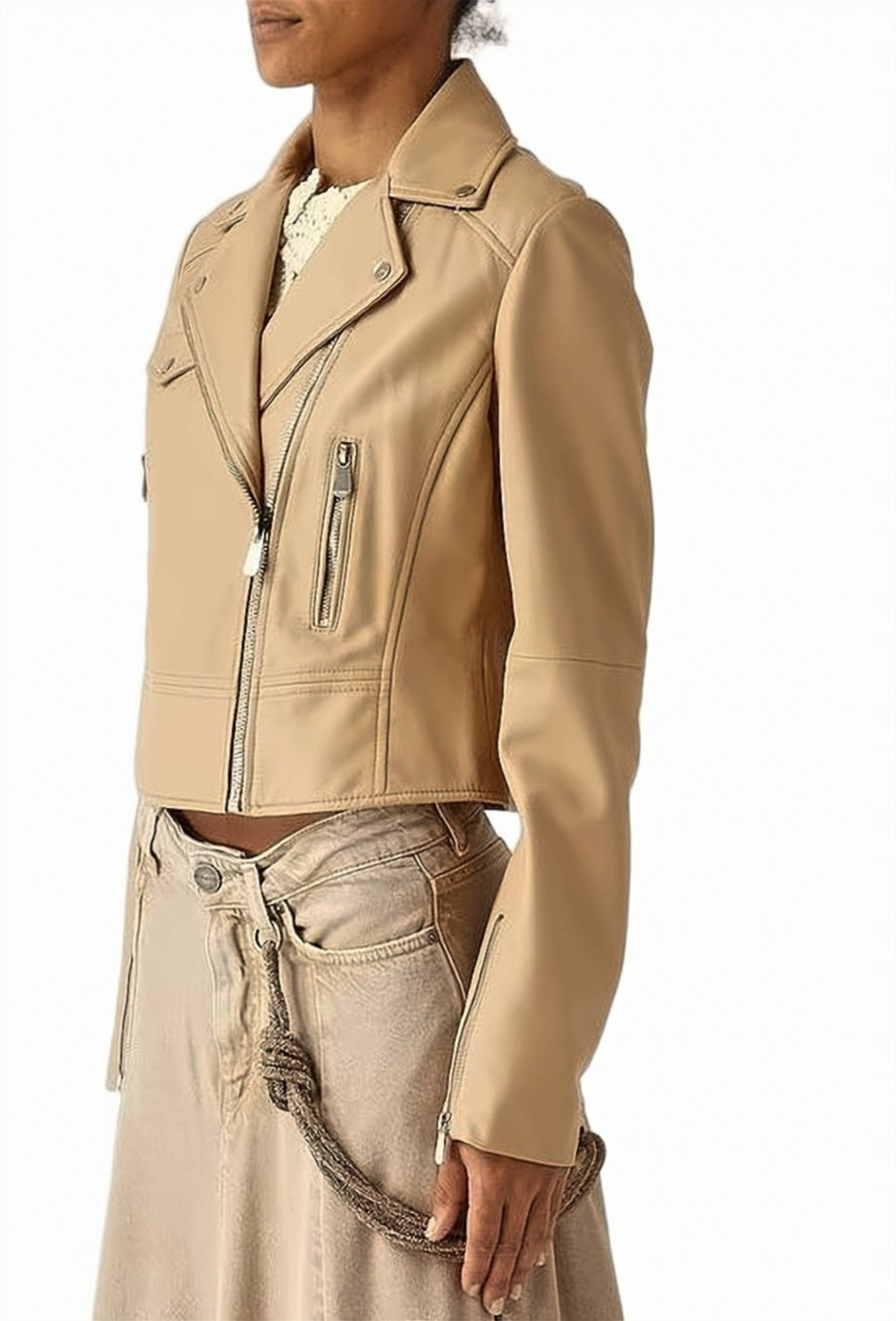 New Sensibile Cropped Leather Jacket