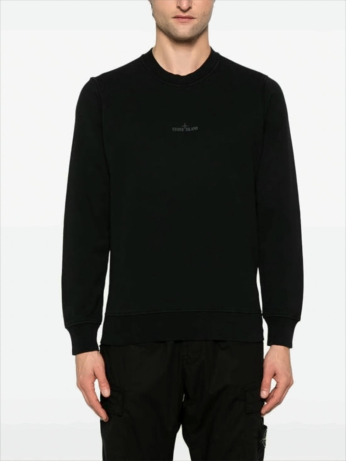 Black Crewneck Sweatshirt with Logo Detailing