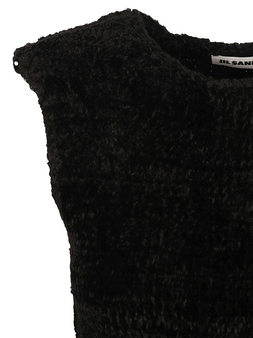 Textured Black Top With Cut-Out Waist