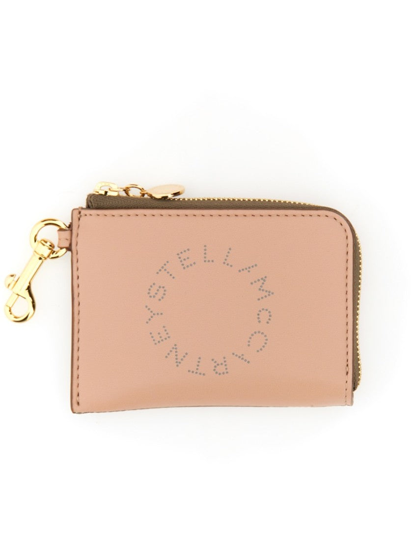 Compact Wallet With Perforated Logo And Zip Closure