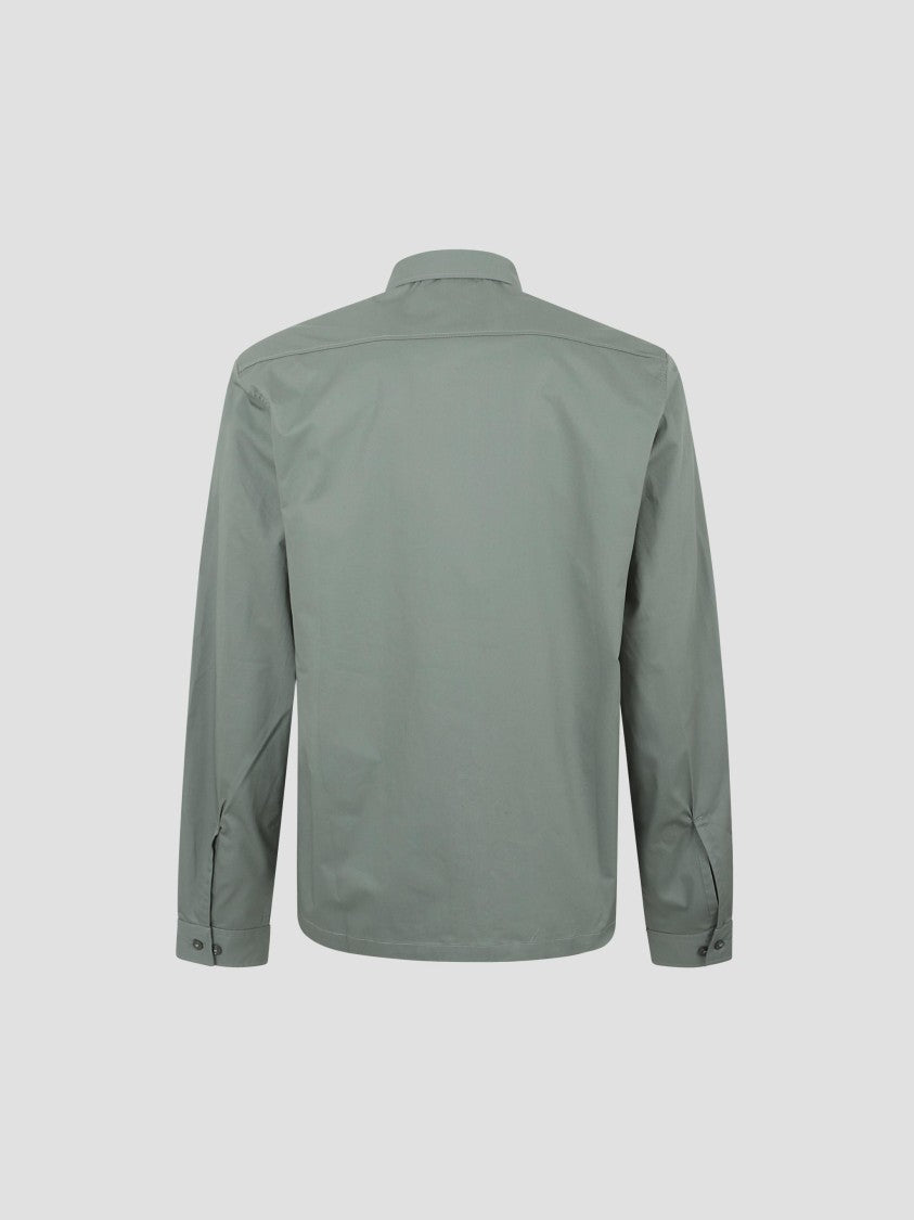Textured Dark Grey Button-Down Long-Sleeve Shirt