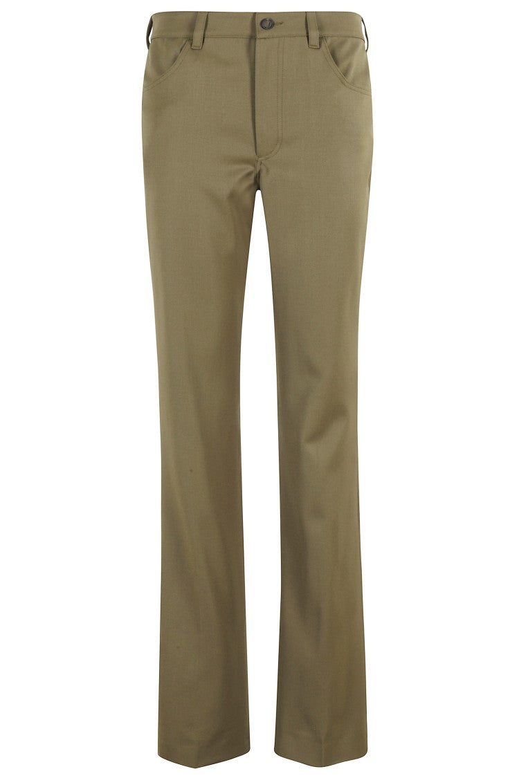 Tailored Army Green Pants With Center Zipper