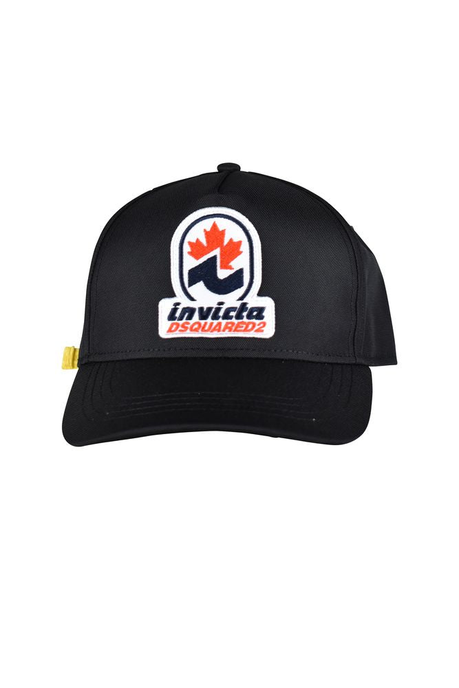 Black Nylon Cap With Embroidered Patch