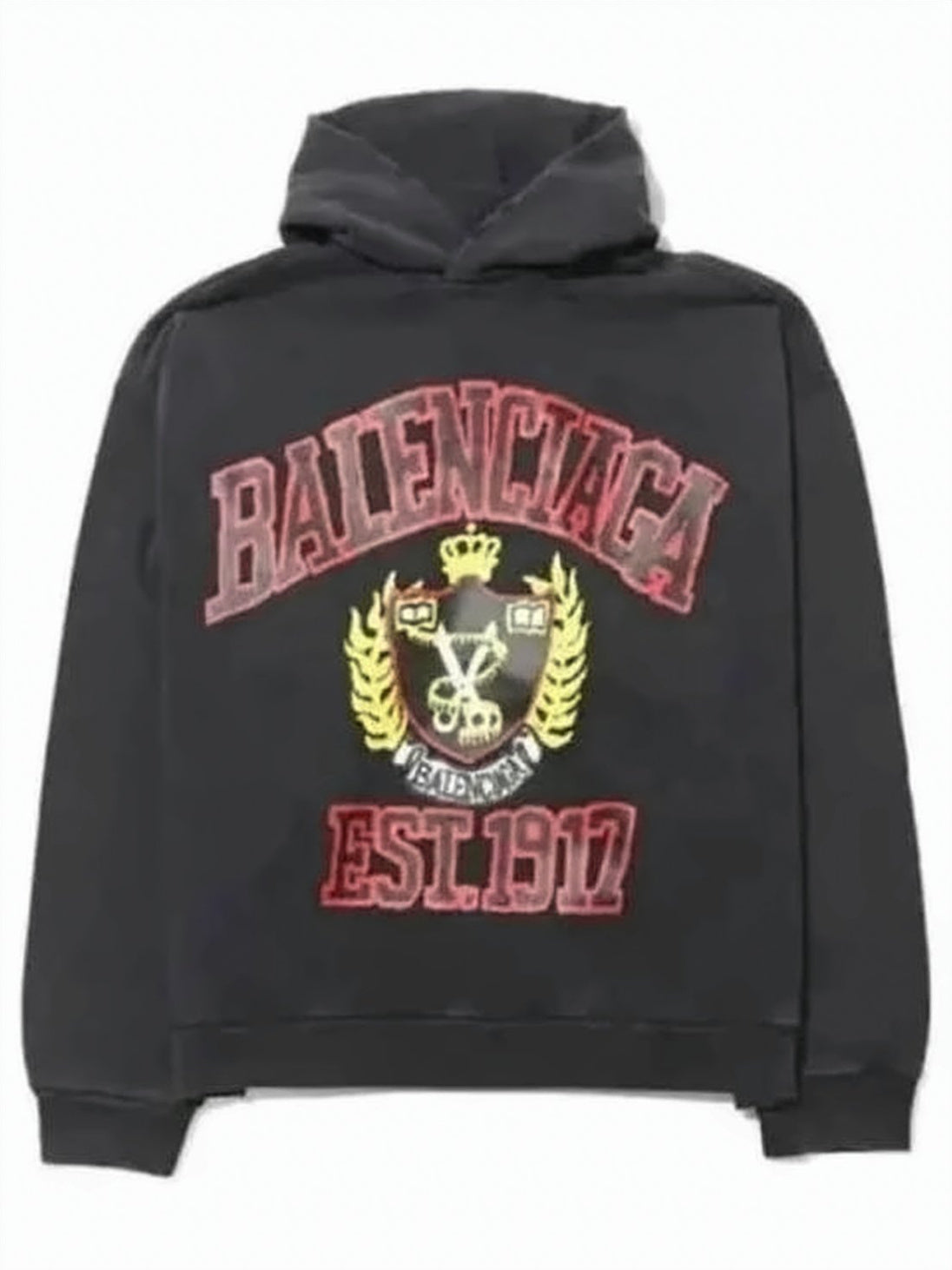 Cropped Black Hoodie with Embroidered Crest