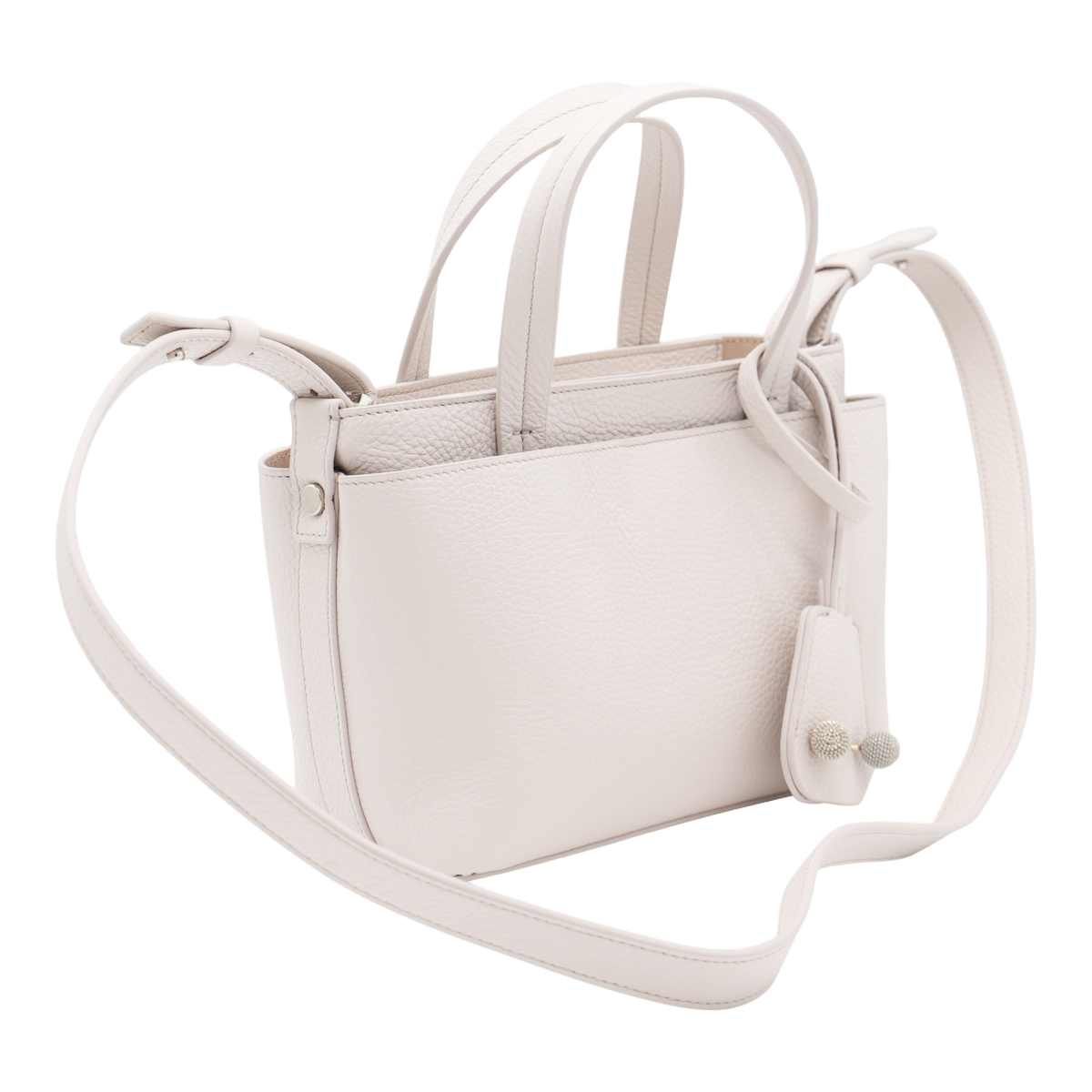 Structured White Handbag with  and Decorative Embellishments