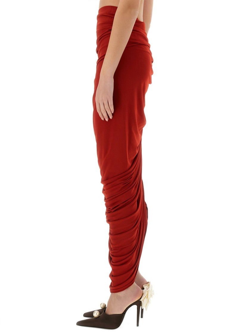 Draped Midi Skirt With Intricate Ruching