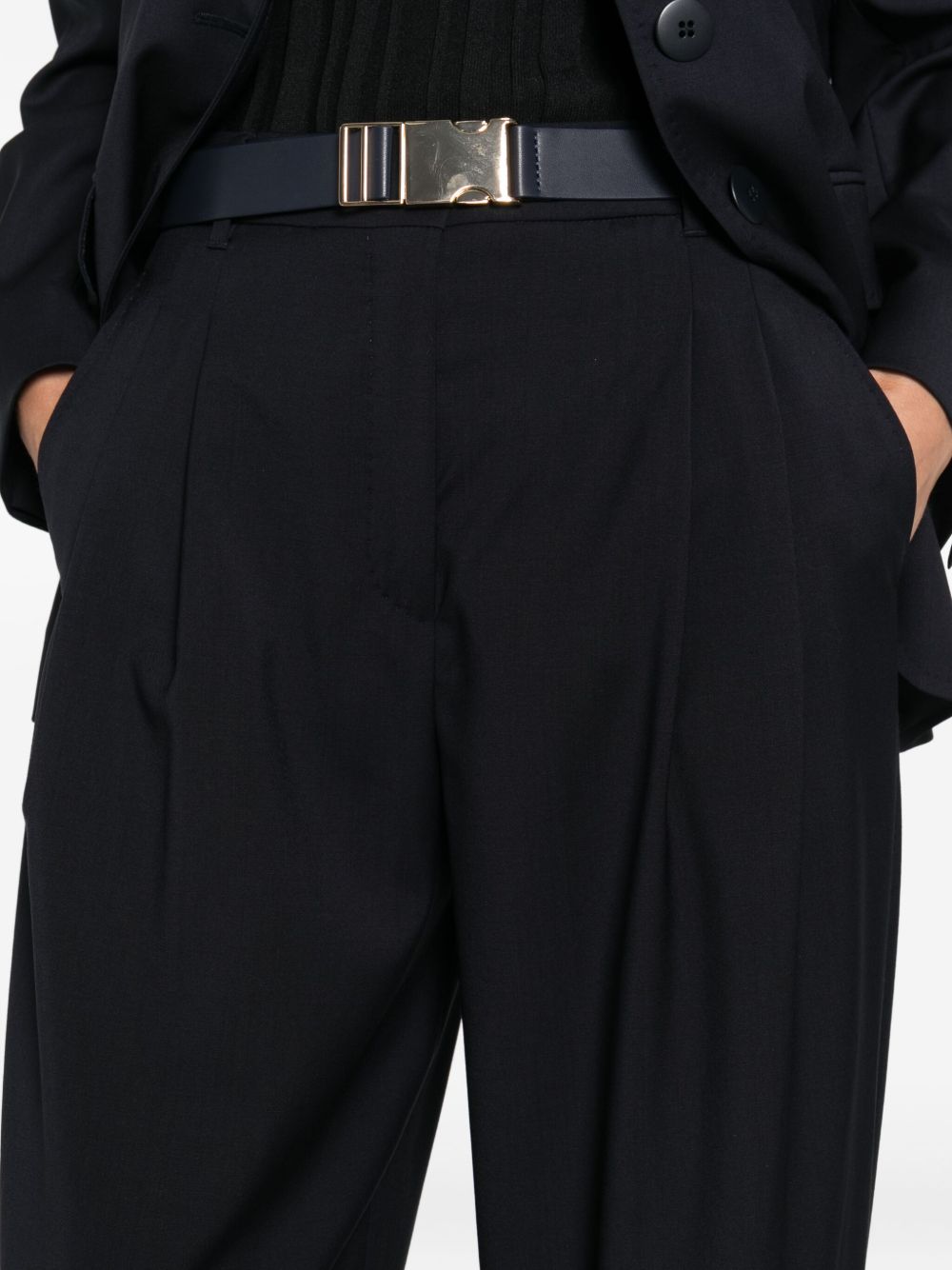 Wide-Leg Trousers With Tailored Belt And Pleats