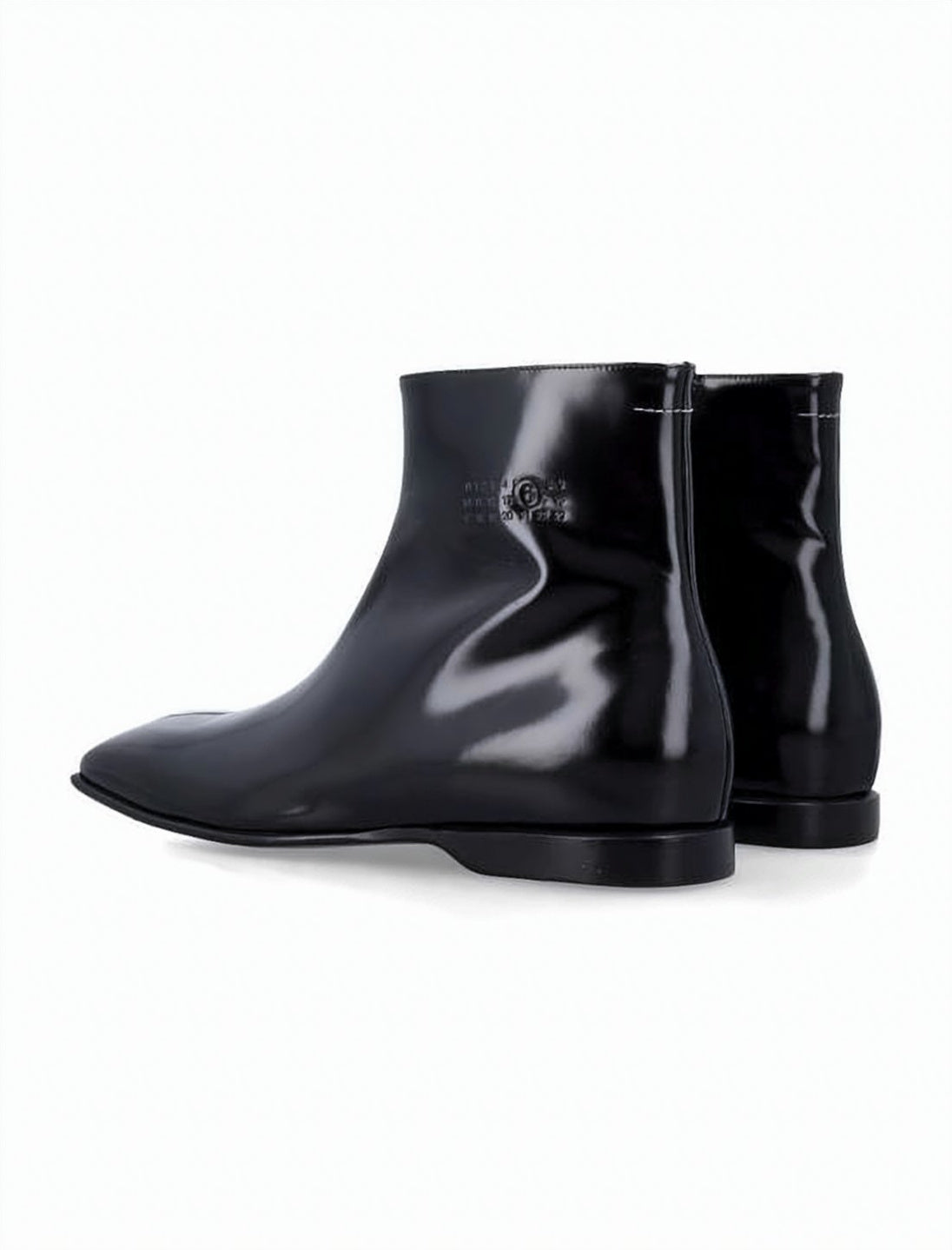 Glossy Black Calf Leather Ankle Boots
