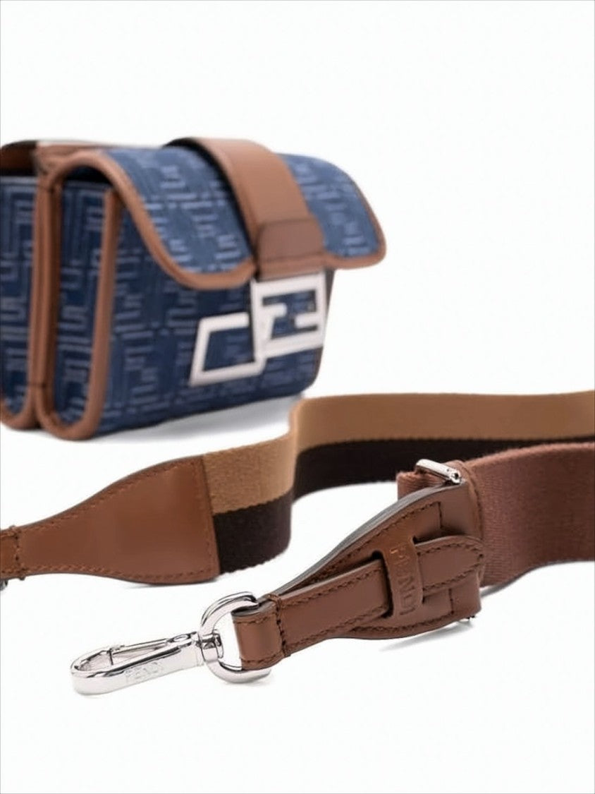 Structured Blue Calf Leather Crossbody Bag