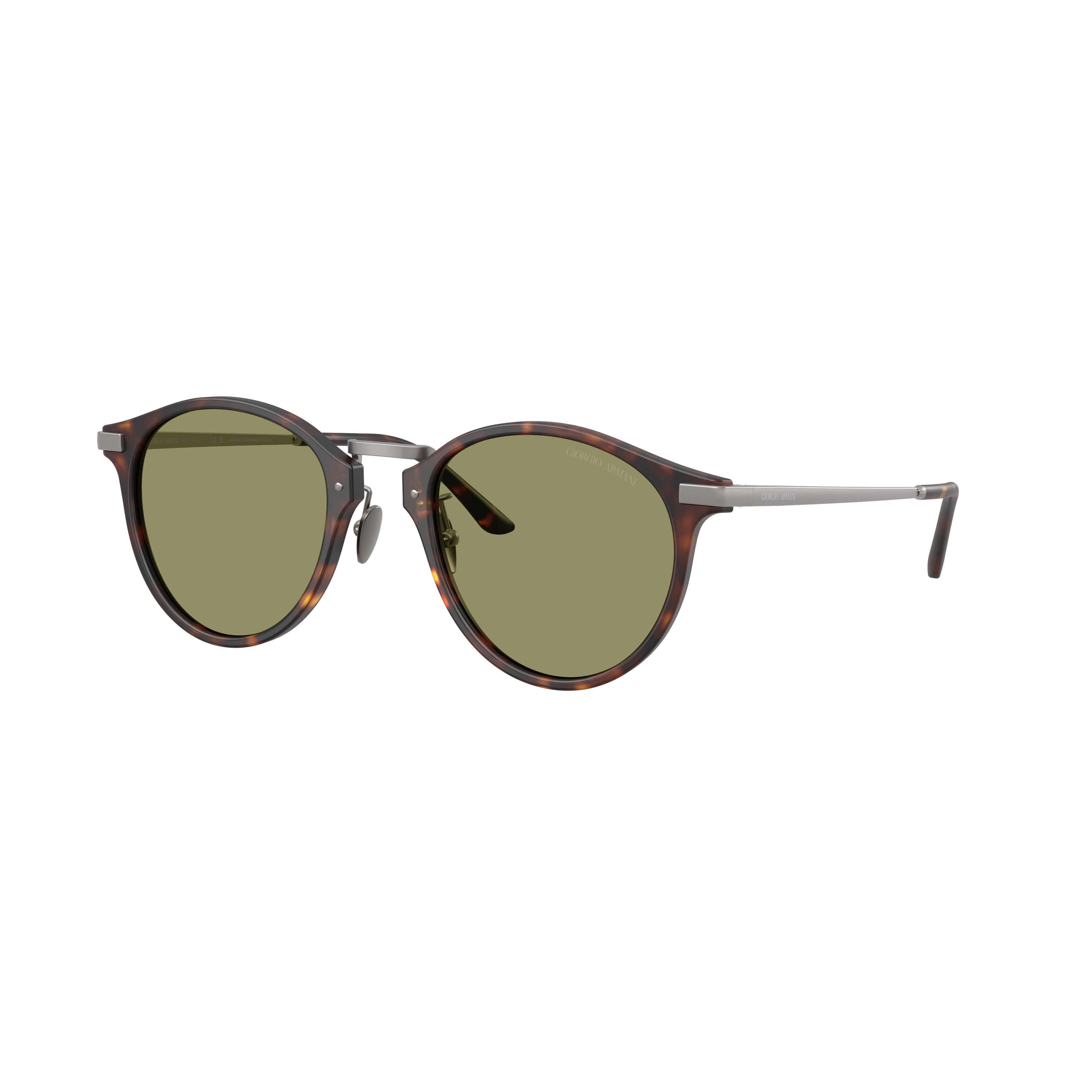 Round Tortoiseshell Acetate Sunglasses with Green-Tinted Lenses