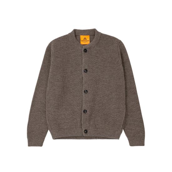 Button-Up Merino Wool Cardigan with Textured Ribbing