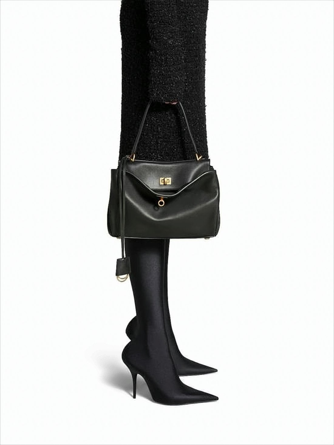 Rectangular Black Leather Shoulder Bag