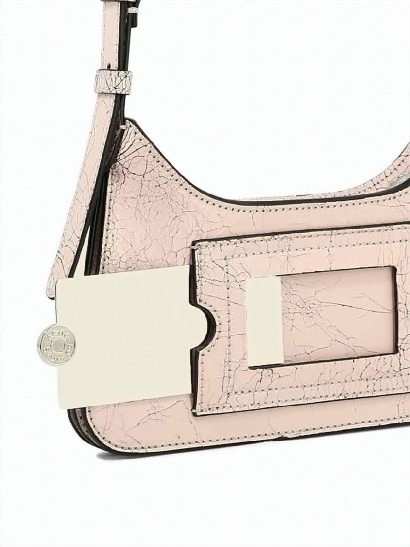 Textured Leather Shoulder Bag With Adjustable Strap