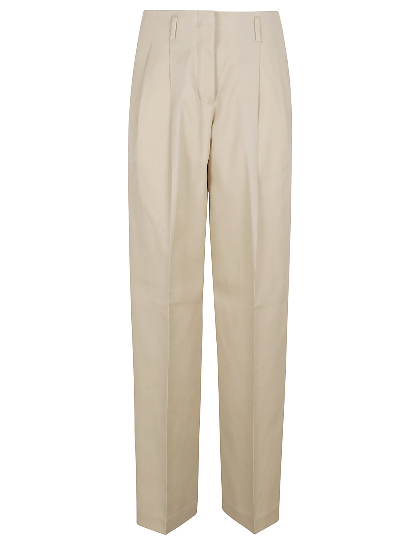 Sand-Textured Trousers with Pleat Detailing