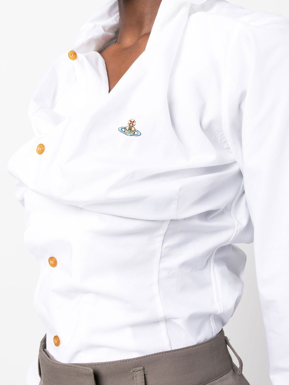 Draped White Cotton Top