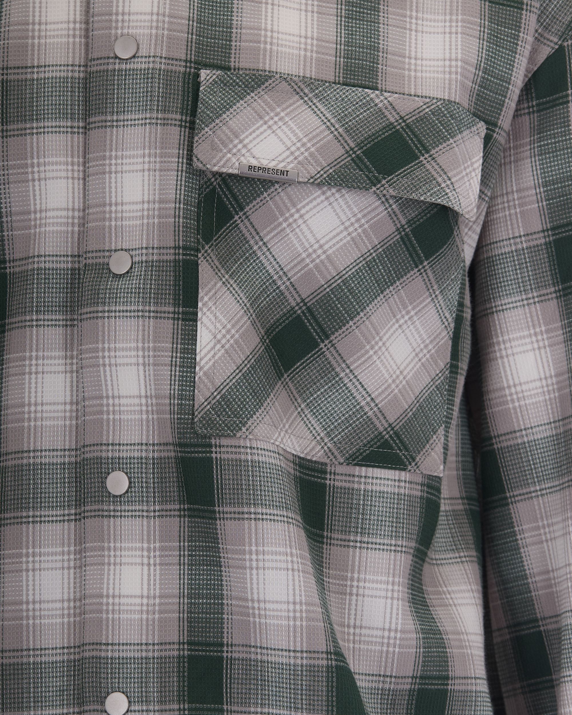 Dark Green Waffle Flannel Shirt