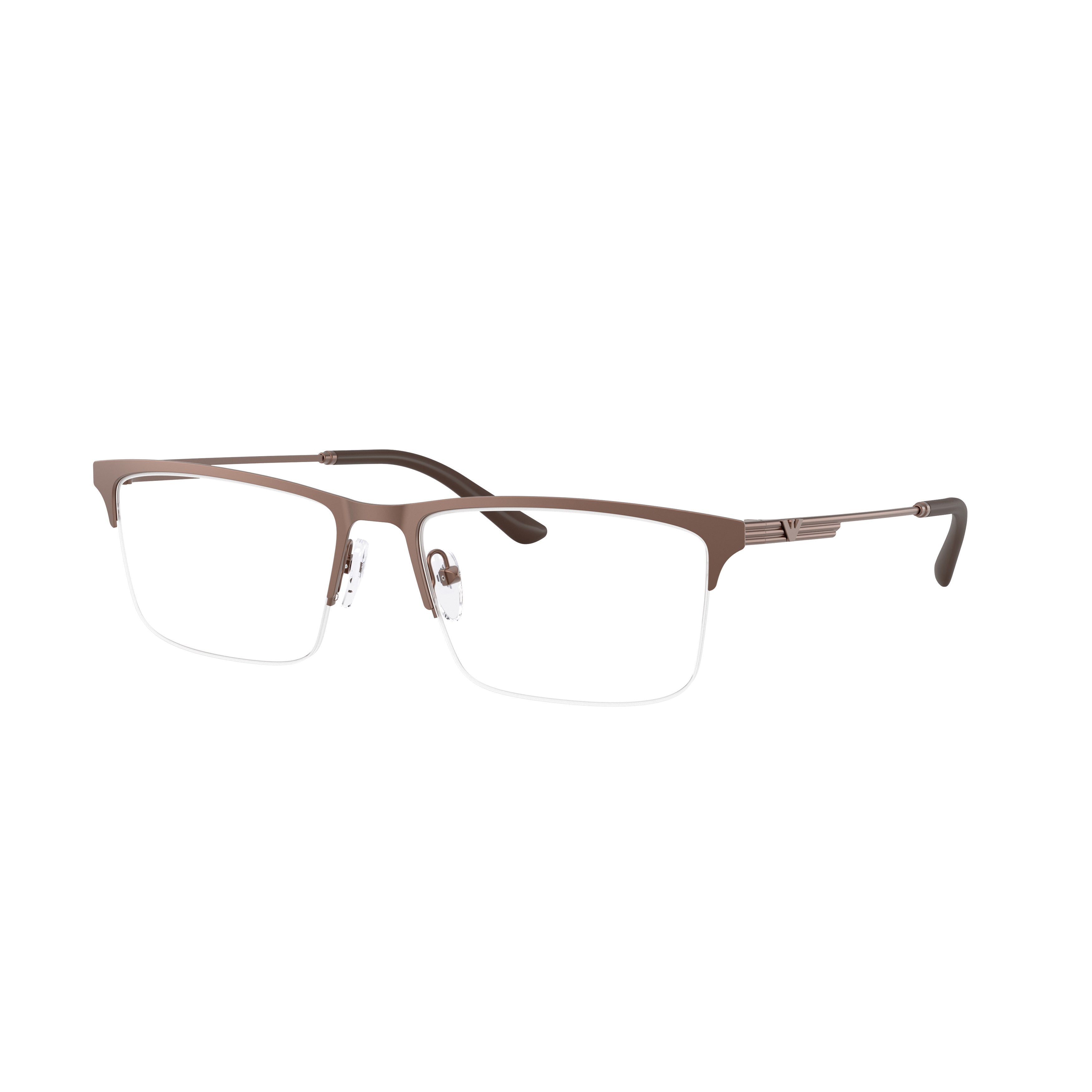 0ea1177 Semi-Rimless Rectangular Frame Eyeglasses in Matte Brown
