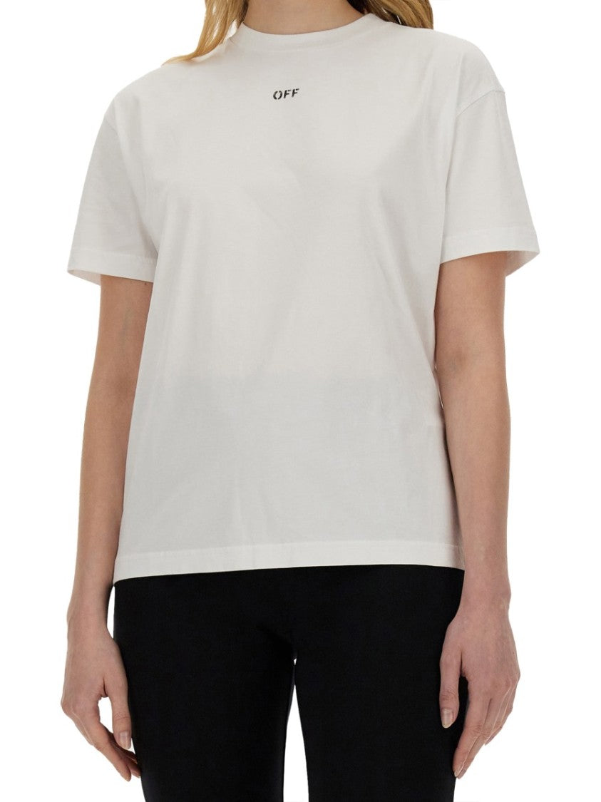 White T-Shirt With Geometric Logo Design