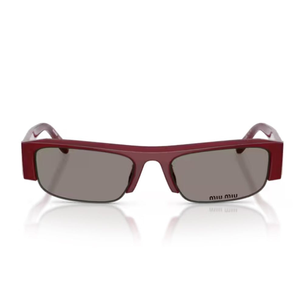 Slim Rectangular Burgundy Acetate Sunglasses with Smoky Lenses
