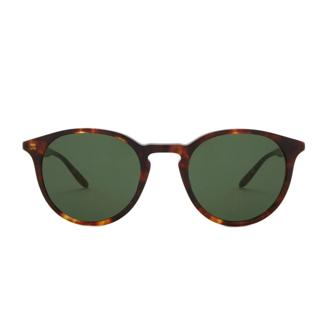 Princeton Tortoiseshell Round Frame Sunglasses with Green-Tinted Lenses