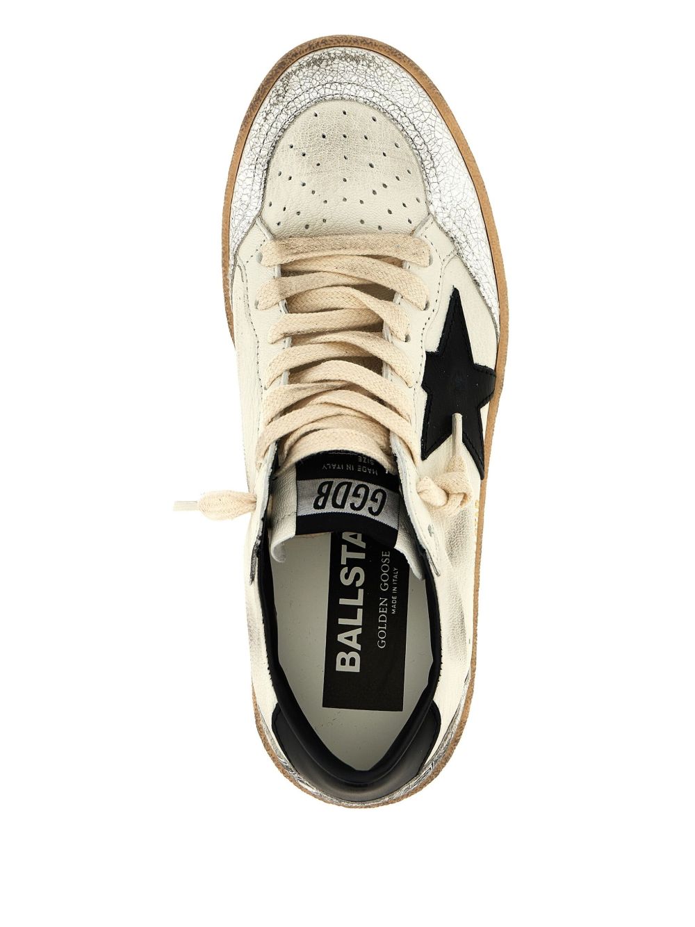 Low-top Sneakers with Distressed Metallic Finish
