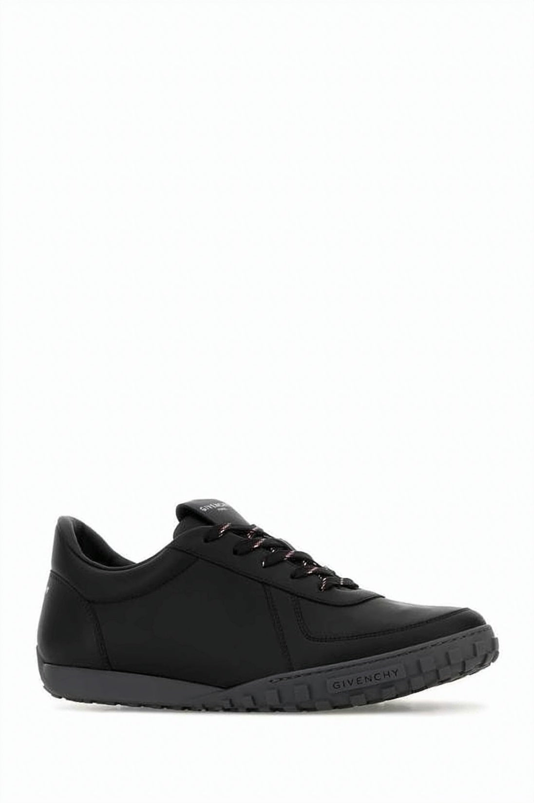 Seamless Black Calf Leather Sneakers with Textured Sole