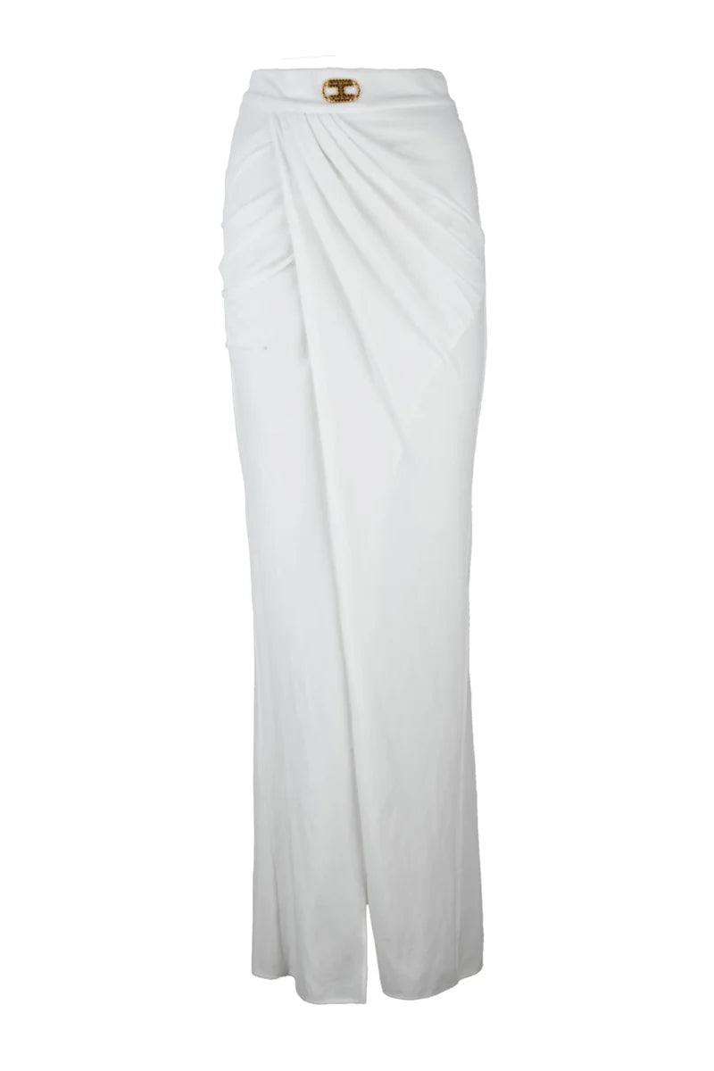 Long Velvet Skirt - White